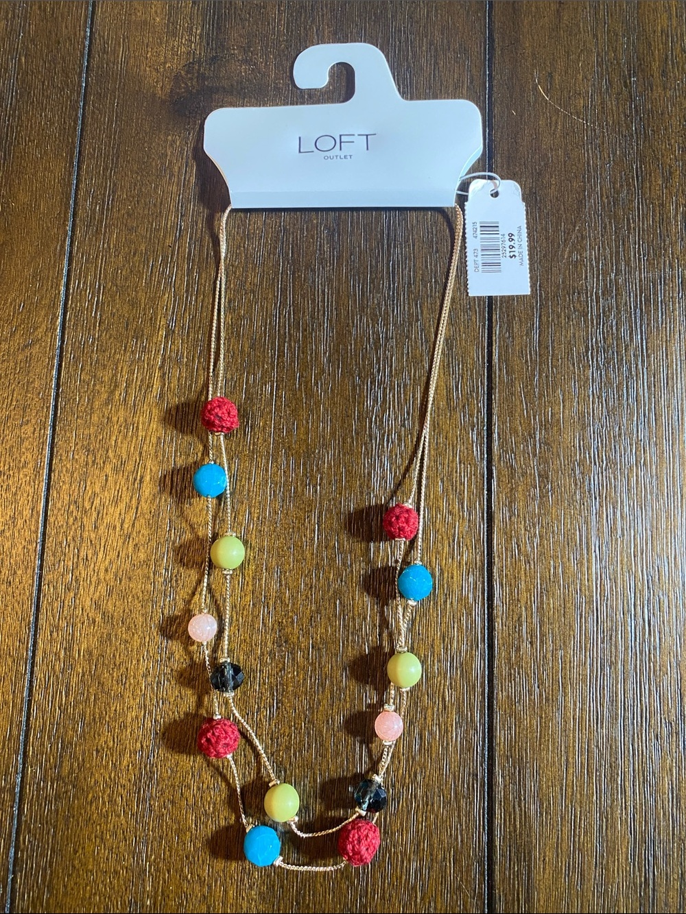 LOFT Colorful Beaded Statement Necklace in Red, Blue, Yellow, Pink, Black, Gold
